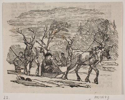 Slädetur med renar av H. C. Henneberg