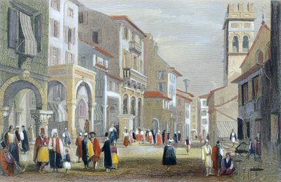The Royal Road, Corfu (färgad gravyr) av H. E. Allen