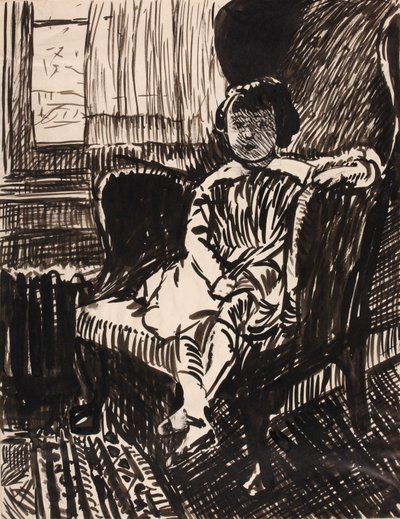 Utan titel (flicka sittande i stol) av H. Lyman Sayen