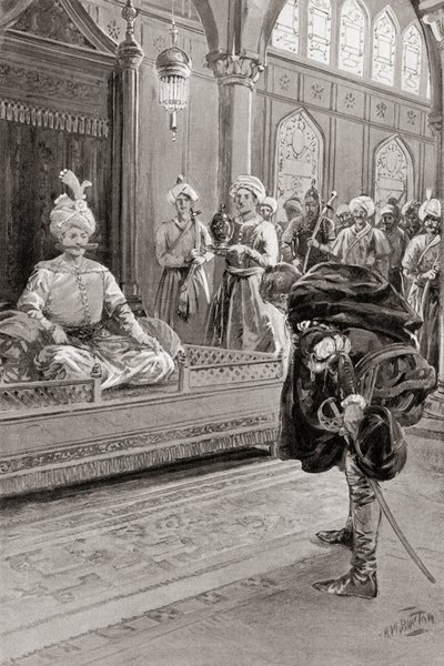 Sir Anthony Shirley besökte Shah Abbas den stores hov, Persien 1599, från Hutchinson