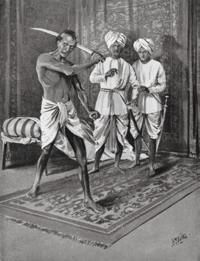 Malik Naib Kafurs sista akt, 1316 e.Kr. (litografi) av H. M. (after) Burton