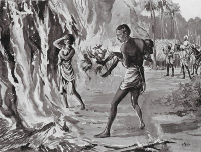Bybor bränner sig själva för att undvika Pindharis av H. M. (after) Burton