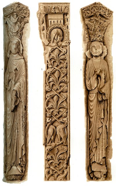 Exteriör utsmyckning av Le Mans katedral, Le Mans, Frankrike, 1400-talet 1849. av H. Moulin