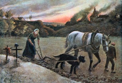 Kvinnan på fälten, 1915. av H. Mouren