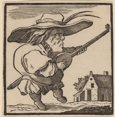 Hunchback spelar en lut av H. Numan after Jacques Callot