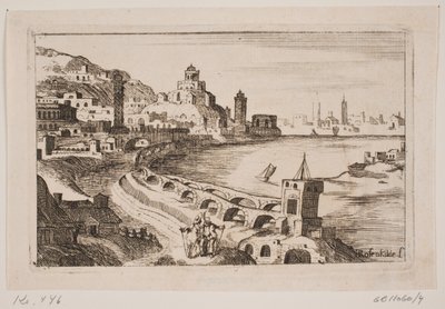 Riverside med orientalisk stad av H. Rosenkilde