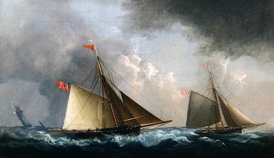 Cutter Yachts Racing (olja på duk) av H. Sargeant