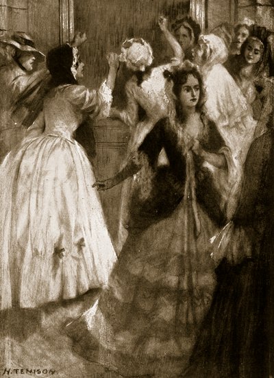 Damer som ropar om tillträde till House of Lords, 1758, illustration från Hutchinsons Story of the British Nation, ca 1923 av H. Tenison