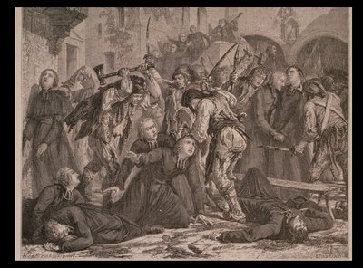 Prästmassakern i september 1792, graverad av Charles Maurand av H. de la Charlerie