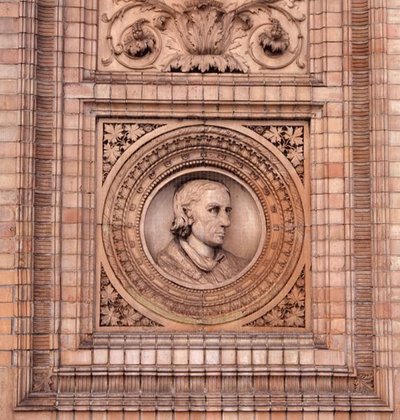Detalj av fasaden på Hamburger Kunsthalle (foto) av H. v. d. Schirrmacher G. T. and Erbe A. Hude