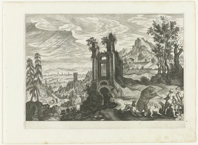 Landskap med björnjakt av H. van Schuppen
