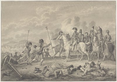 Duke of Wellington tar emot två standarder med örnar fångade från fransmännen under slaget vid Waterloo, 1815 av Haatje Pieters Oosterhuis