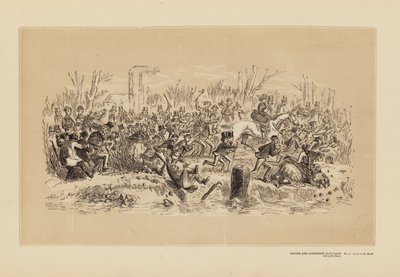 Oxford und Cambridge Bootsrennen, Nr. 4, Ein Lauf auf den Ufern während des Rennens (Gravur) von Hablot Knight (1815-92) Browne