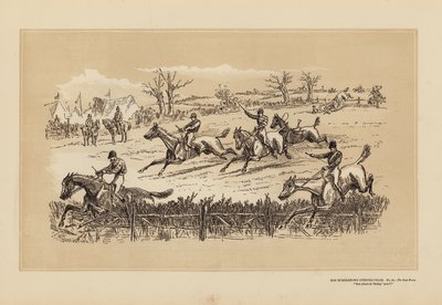 The Tumbletown Steeple-Chase, nr 11, The Last Fence (gravyr) av Hablot Knight (1815-92) Browne