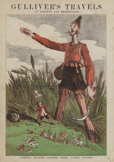 Gullivers resor i Lilliput och Brobdingnag (färg litho) av after Hablot Knight Browne