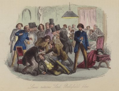Illustration för Lewis Arundel eller The Railroad of Life av Frank E Smedley (färgad gravyr) av after Hablot Knight Browne