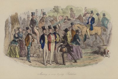 Illustration för Lewis Arundel eller The Railroad of Life av Frank E Smedley (färgad gravyr) av after Hablot Knight Browne