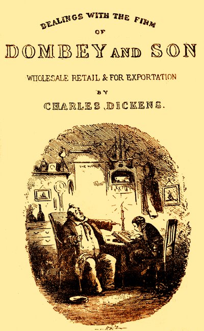Dombey & Son av Charles Dickens. Titelsida av Hablot Knight Browne