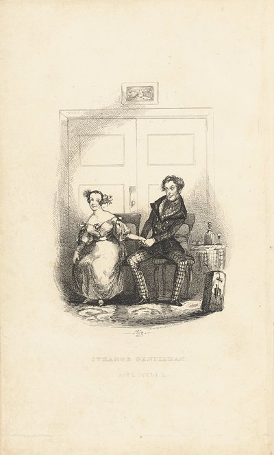 Frontispice till The Strange Gentleman: A Comic Burletta, av Charles Dickens (1812-70) av Hablot Knight Browne