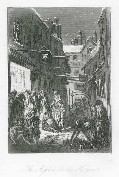 Londoner Straßen: Das Asyl für Obdachlose von Hablot Knight (1815-92) Browne
