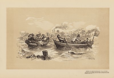 Oxford und Cambridge Bootsrennen, Nr. 2, Auf dem Fluss von Hablot Knight (1815-92) Browne