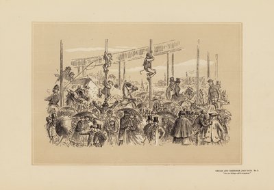 Oxford und Cambridge Bootsrennen, Nr. 3, Auf der Brücke von Hablot Knight (1815-92) Browne