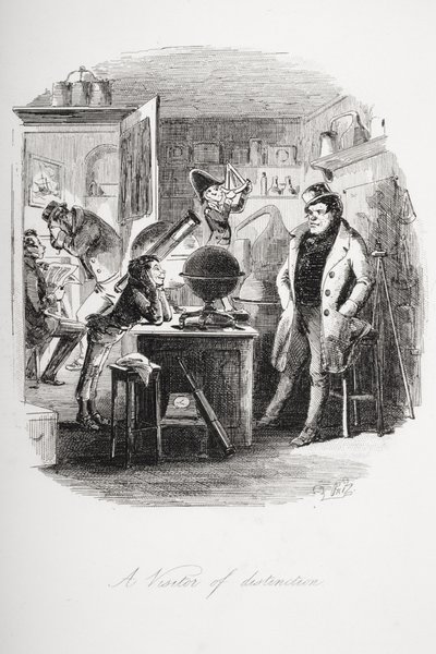 En utmärkande besökare, illustration från "Dombey and Son" av Charles Dickens (1812-70) publicerad först 1848 (litho) av Hablot Knight Browne