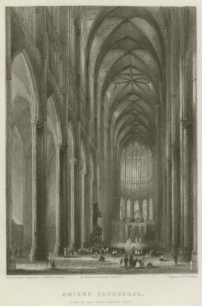 Amiens katedral, utsikt över långhuset, österut av Hablot Knight Browne