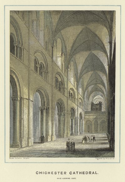 Chichester Cathedral, långhus som ser österut av Hablot Knight Browne
