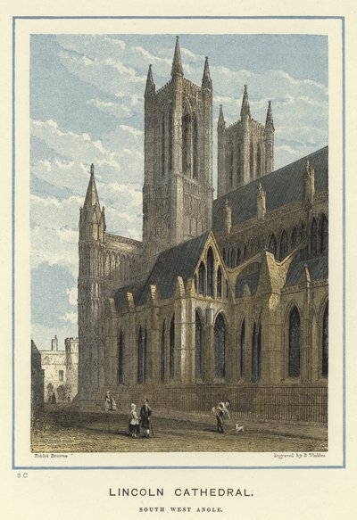 Lincoln Cathedral, sydvästlig vinkel av Hablot Knight Browne
