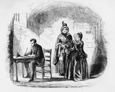 Mrs. Bagnet återvänder från sin expedition, illustration från 