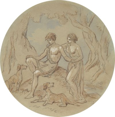 En av arton mönster för en serie plattor som illustrerar Venus och Adonis av Hablot Knight Browne