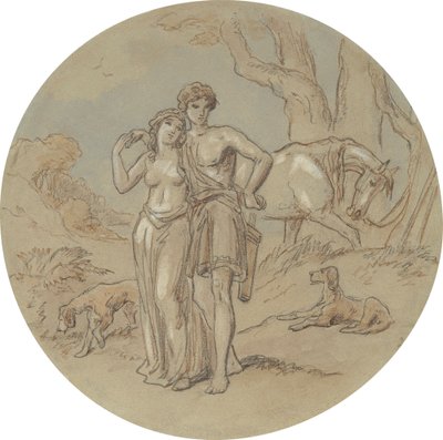 En av arton mönster för en serie plattor som illustrerar Venus och Adonis av Hablot Knight Browne