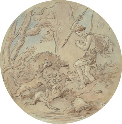 En av arton mönster för en serie plattor som illustrerar Venus och Adonis av Hablot Knight Browne