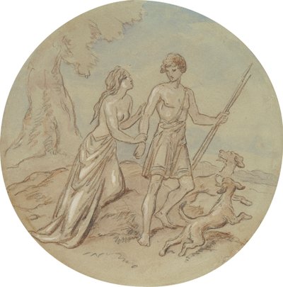 En av arton mönster för en serie plattor som illustrerar Venus och Adonis av Hablot Knight Browne