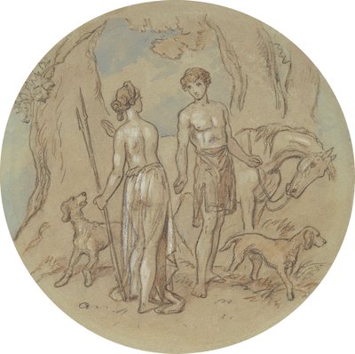 En av arton mönster för en serie plattor som illustrerar Venus och Adonis av Hablot Knight Browne