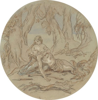 En av arton mönster för en serie plattor som illustrerar Venus och Adonis av Hablot Knight Browne