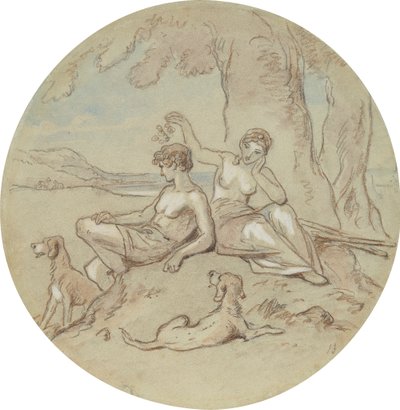 En av arton mönster för en serie plattor som illustrerar Venus och Adonis av Hablot Knight Browne