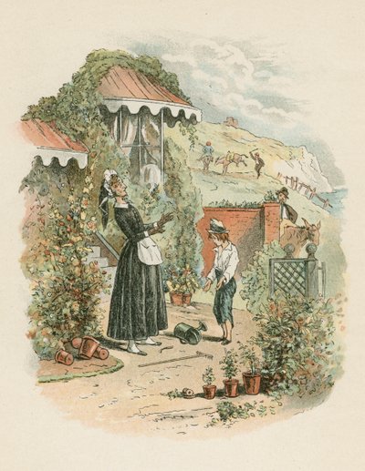 Scen från David Copperfield av Charles Dickens, 1849-1850 av Hablot Knight Browne