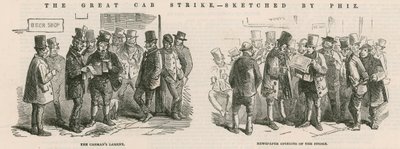 The Great Cab Strike - skisser av Phiz av Hablot Knight Browne
