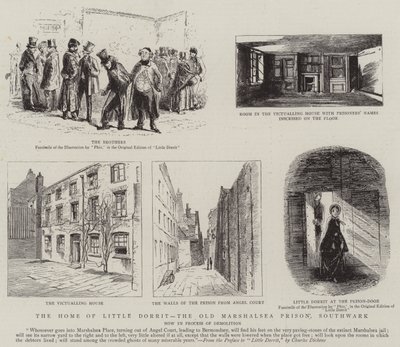 Lilla Dorrits hem, det gamla Marshalsea-fängelset, Southwark av Hablot Knight Browne
