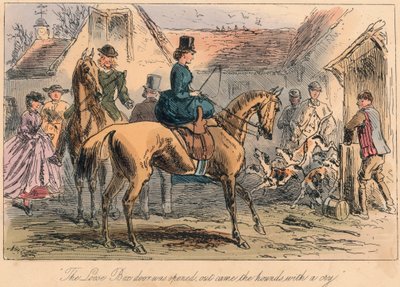 "Dörren till Love Box öppnades, ut kom hundarna med ett rop", 1865 av Hablot Knight Browne