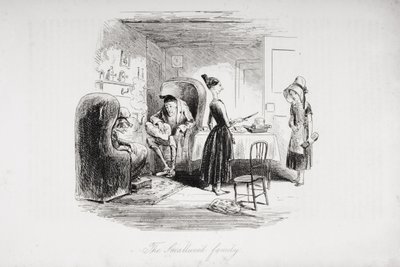 Familjen Smallweed, illustration från "Bleak House" av Charles Dickens (1812-70), publicerad 1853. av Hablot Knight Browne