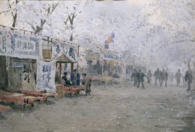 Cherry Blossom Festival, ca 1903 (akvarell på benvitt papper) av Hachir Nakagawa
