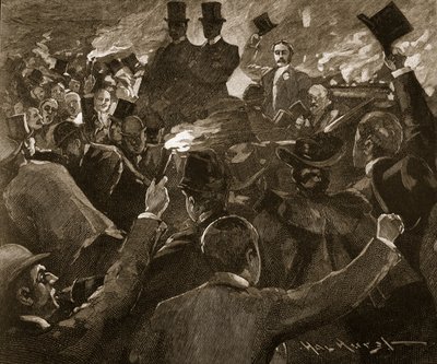 Mr Balfour i Dublin: fackeltåg, illustration från 