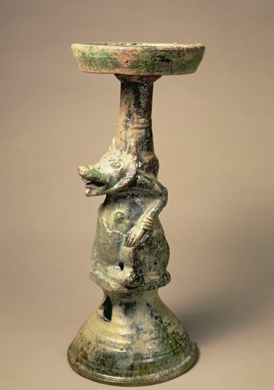 Tidig kinesisk keramiklampa, gravföremål, Han-dynastin, 25-220 e.Kr. (keramik) av Han Dynasty Chinese School