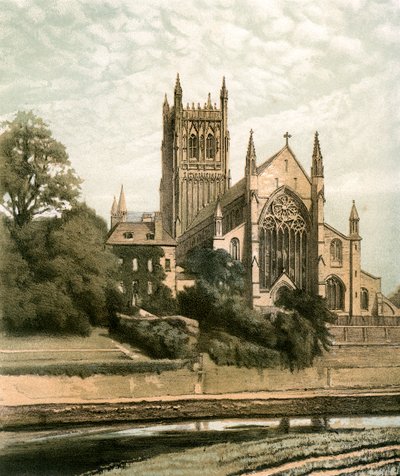 Worcester Cathedral, Worcestershire, c1870 av Hanhart