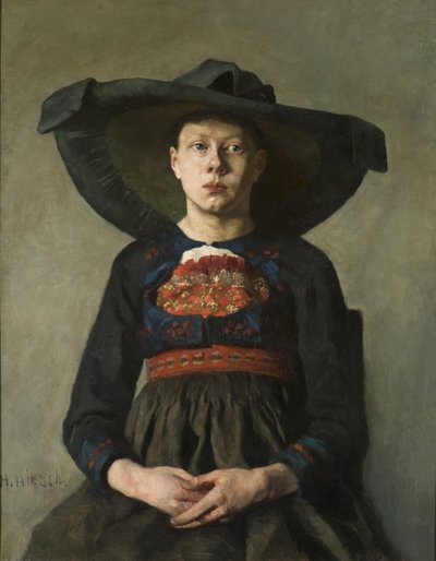En ung bayersk bondflicka - En bayersk bondflicka, av Pauli (Hirsch-Pauli), Hanna (1864-1940). Olja på duk av Hanna Pauli