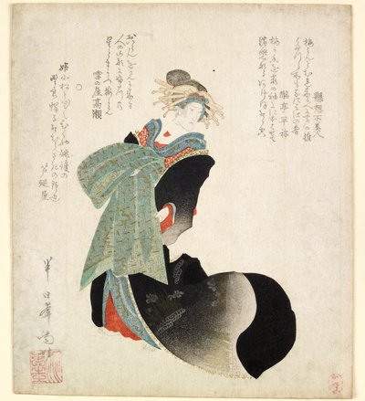 Skådespelaren Onoe Kikugoro III spelar rollen som kurtisan, 1827 av Hannichian Nana