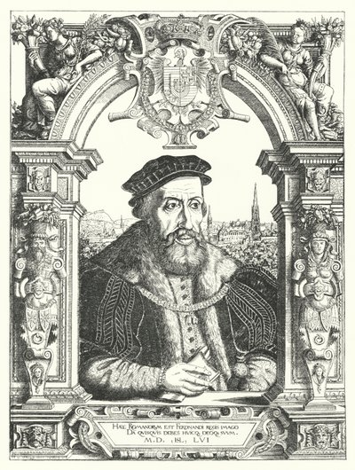 Ferdinand I, helige romerske kejsare (gravyr) av Hanns Sebald Lautensack